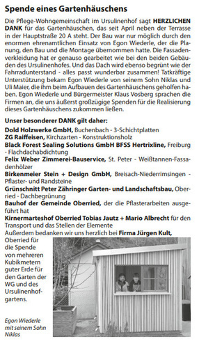 Spende Gartenh�uschen