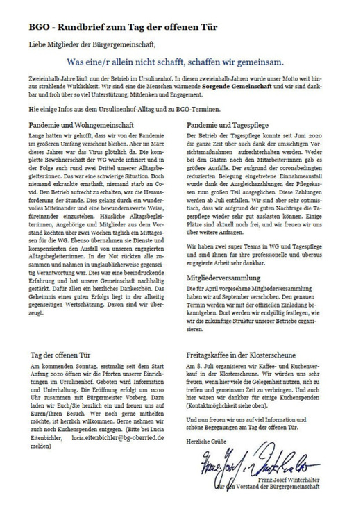 BGO Rundbrief zum Tag der offenen T�r